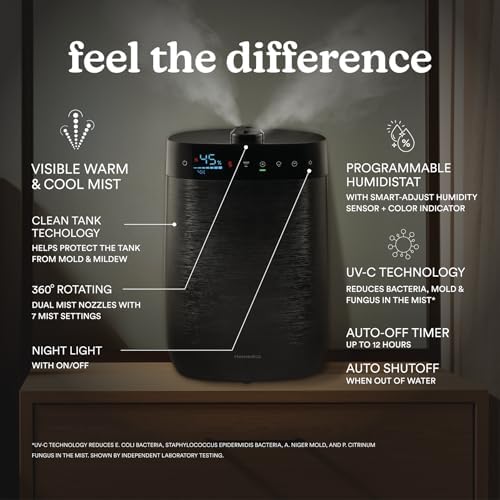Homedics Deluxe Ultrasonic Humidifier for Large Rooms, Warm or Cool Mist - Image 3