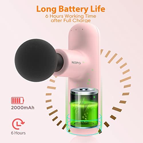 NEPQ Mini Massage Gun, SK6 Fascial Gun Portable Deep Tissue Percussion Muscle Back Head Massager for Pain Relief with 4 Massage Heads 4 Speed High-Intensity Vibration Rechargeable (Pink) - Image 6
