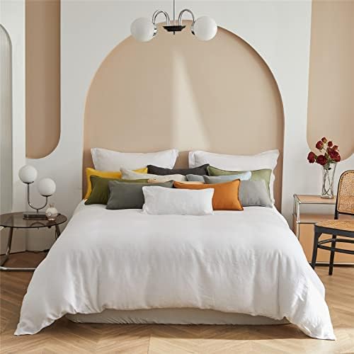 Simple&Opulence 100% Linen Lumbar Pillow Cover 12 x 20 Inches Set of 2 Rectangular Decorative Throw Cushion Cover for Couch Sofa Bed Living Room Office Soft Breathable Farmhouse - White - Image 6