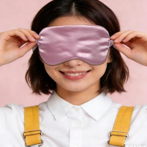 1 Pack Silk Sleep Mask, Soft Silk Eye Blindfold with Elastic Strap for Night Sleeping Travel and Nap, Unisex (Dark Red) - Image 4