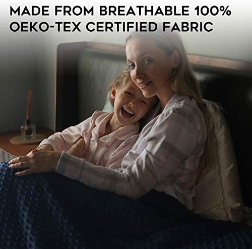 YnM Exclusive Cooling Viscose Derived from Bamboo & Cozy Velvet Dual-Sided Duvet for Weighted Blankets with 16 Strings (88''x104'') - Blue Grey - Image 6