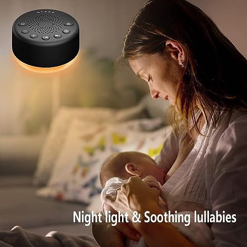 Sound Machine Easysleep White Noise Machine with 25 Soothing Sounds and Night Lights with Memory Function 32 Levels of Volume and 5 Sleep Timer Powered by AC or USB for Sleeping Relaxation (Black) - Image 3