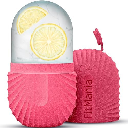 Ice Roller For Face with 2 Premium Heads, Facial Ice Roller for self Skin Care of all Types , Cold Face Ice Roller Facial Massager for Eye Puffiness relief , Wrinkles , Migraine & TMJ Relief Massager by FitMania