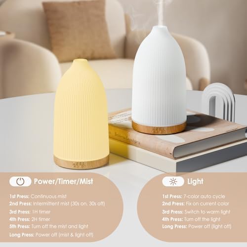 SALKING Essential Oil Diffuser, 100ml Aromatherapy Diffusers with Adjustable Mist Mode Timer Setting, Ultrasonic Diffusers for Essential Oils, Warm White Lights, 7 LED Colors, for Office Home - Image 6