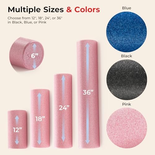 Sunny Health & Fitness 12" Pink High-Density Yoga Foam Roller - Image 5