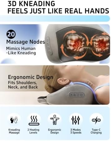 Cordless Neck & Shoulder Massager with Heat, Rechargeable - Image 2