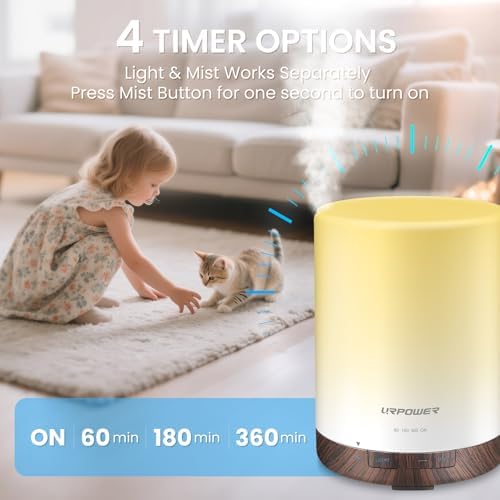 URPOWER 300mL Essential Oil Diffuser Ultrasonic Aromatherapy Diffuser - Image 3