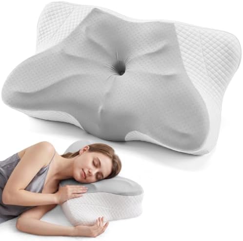 Sweetcrispy King Cervical Pillow for Neck and Shoulder - Ergonomic Memory Foam Pillows, Contour Side Sleeper for Adults, Cooling Orthopedic Neck Support for Back Stomach Sleepers, Grey by Sweetcrispy