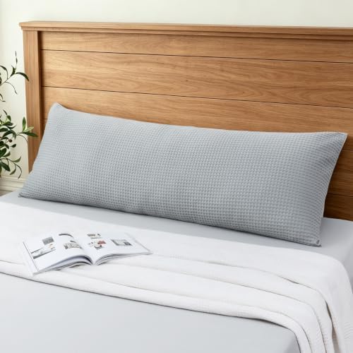 100% Egyptian Cotton 600 TC Waffle Weave Body Pillowcase with Zipper by ZaizaiHome