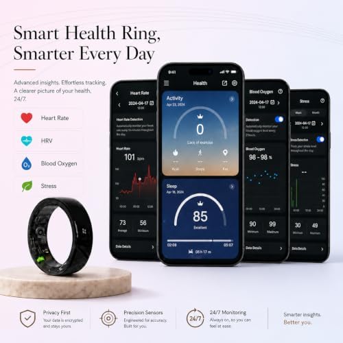 Black Ceramic Smart Ring for Men, Health & Sleep Tracker, Size 11 - Image 5