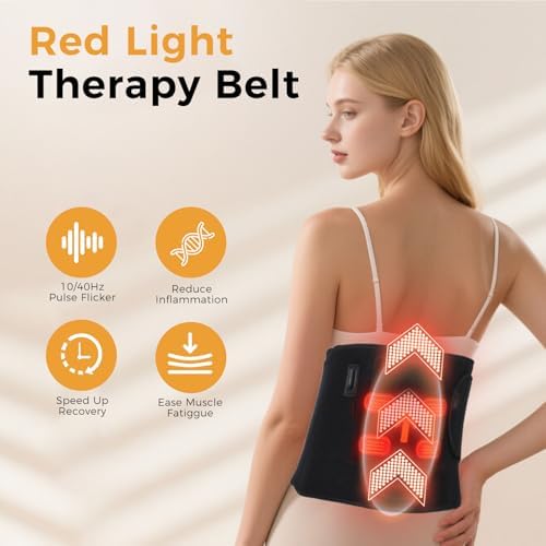 Red Light Therapy for Body, Infrared Red Lights Belt 660nm & 850nm Infra LEDs Light for Body Back Knee Hands Waist Relax, Birthday Christmas Gift for Women Men Mom Father Lover 21.45 * 11 Inch - Image 4