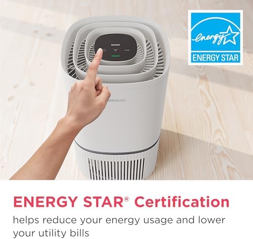 Frigidaire PureA300 HEPA Air Purifier for Small Bedrooms, Covers up to 850 Sq. Ft., 3-Stage Filtration, Energy Star Certification, Air Quality Monitoring, Smart Mode, Ultra Quiet, White - Image 6