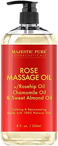 Majestic Pure Rose Massage Oil, Floral Aromatherapy Body Oil, 8 Fl Oz by BeautyandPersonalCare