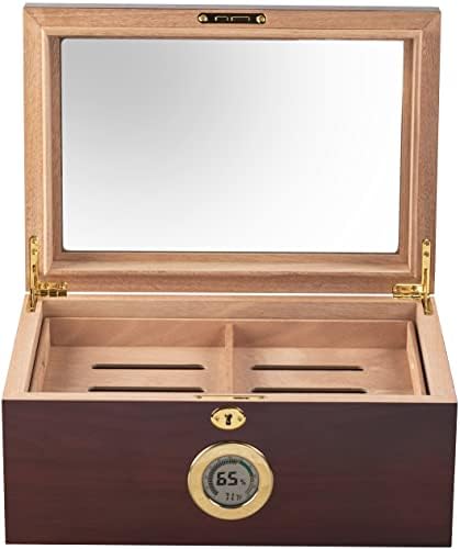 Prestige Import Group - Berkeley Glass Top Humidor - Capacity: Up to 100 - Color: Cherry with Digital Hygrometer - Image 2