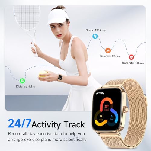 Smart Watch for Men Women, 1.85" HD Smartwatch Compatible iPhone/Samsung/Android (Answer/Make Calls), 100+ Sport Modes Fitness Tracker with Heart Rate/Sleep/SpO2 Monitor, IP68 Waterproof, Metal Band - Image 6