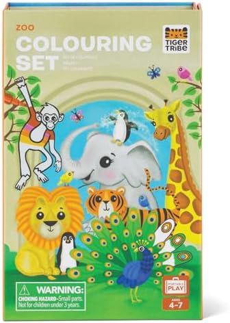 Tiger Tribe Zoo Coloring Set for Kids - Includes Stickers & Markers, Travel-Friendly Storage, Perfect Arts & Crafts Gift by TigerTribe