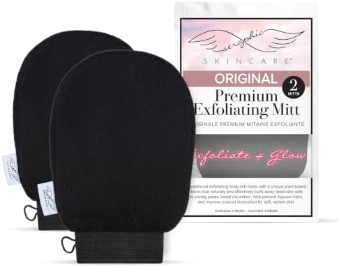 Original Premium Exfoliating Gloves for Body 2pc - Body Scrubber Exfoliator by SeraphicSkincare