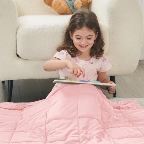 yescool Weighted Blanket (5 lbs, 36" x 48", Pink) Cooling Heavy Blanket, Perfect for 40-60 lbs, Breathable Throw Blanket Gifts with Premium Glass Bead, Machine Washable - Image 4