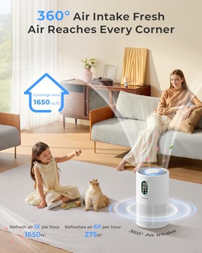 WESTHEY H13 HEPA Air Purifier for Home up to 1650 Sq Ft Washable Pre-Filter - Image 3