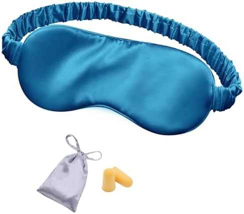 Silk Sleep Mask Eye Mask Blindfold with Double Layer Silk Filling and Elastic Strap for Full Night's Sleep, Travel and Nap, Eye Cover Eyeshade with Luxury Bag and Ear Plugs by OLESILK (Royal Blue) by OLESILK