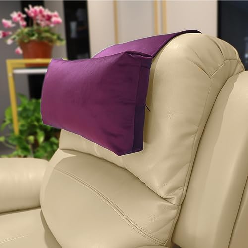 Non-Slip Head Pillow for Recliners - Neck Support Cushion with Velvet Cover for Pain Relief at Home, Office and Travel (Plum) by AmazeCov