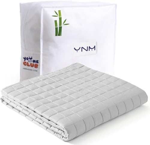 YnM Cooling Weighted Blanket for Adults, 20lbs Heavy Bed Throw for One Person of 190lbs, Perfect for Hot Sleepers with Cooling Rayon/Glass Beads(48x72 Inches,Twin/Full Bed, Light Grey) by YNM