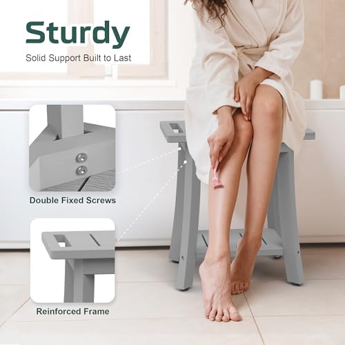 Waterproof HIPS Shower Bench for Inside Shower, Shower Stool, Grey - Image 4