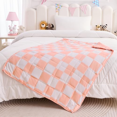 yescool Pink Checkered Weighted Blanket 10 Pounds Plaid Weighted Throw Blanket, Twin Heavy Blanket for Sleeping, Tartan Bed Throw Blanket Gifts for 80-110lbs, 48"x72" - Image 5