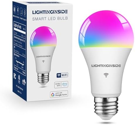 Lightinginside Smart Light Bulbs 100W Equivalent, 1350lm 11W WiFi Smart Bulb Compatible with Alexa/Google Assistant, A19 E26 Color Changing Light Bulb No Hub Required, 2.4GHz WiFi Only, ETL Listed,1PC by Lightinginside