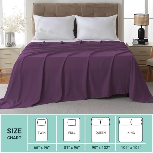 ZPECC Full Flat Sheet Only 1 Pack, Durable Dark Purple Top Bed Sheets Hypoallergenic Soft Brushed Microfiber Color-Coded Label, 81"x96" - Image 5