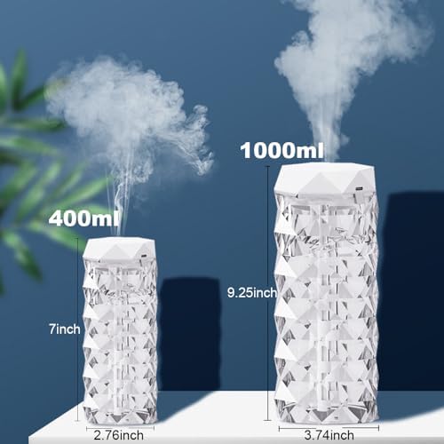 USB Desktop Crystal Humidifier 1000ml with 7 Colors LED Night Light, No Noise Suitable for Home, Office, Desk, Bedroom and Babies Room - Image 6