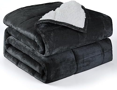 Alomidds Weighted Blanket Queen Size 15lbs 60x80 inches,Soft Plush Fleece Throw Weighted Blankets with Cozy Warm Sherpa,Ultra Fuzzy Heavy Blanket Microfiberfor Sofa Bed, Dark Grey - Image 2