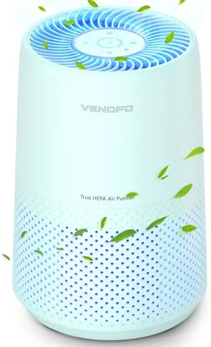 Air Purifiers for Bedroom, H13 HEPA Air Purifiers - Covers Up to 1074 ft² - 24dB Ultra-Quiet Sleep Mode, 360° Outlet Air Cleaner, Perfect for Home, Pets (Green) by VENDFO