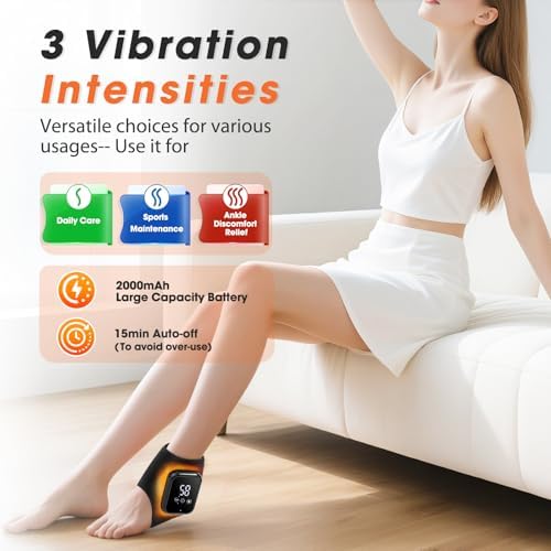 Cordless Ankle Heating Pad, Ankle Massager with Heat, FSA Eligible Items List Foot Heating Pad, Rechargeable 3 Vibration and Heating Modes, HSA Approved Products (Black) - Image 4