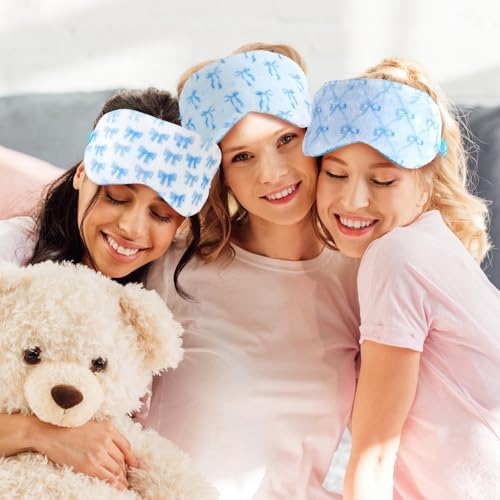 Cuffbow 6 Pack Fuzzy Sleep Masks Plush Eye Mask,Bow,Blue - Image 6