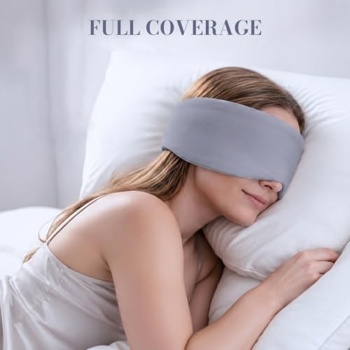 Sleep Mask for Women Men, Reversible Eye Mask Sleeping with Cozy & Cooling Sides, Adjustable Velcro Band, Blackout Face-Hugging Padded Eye Cover for Sleeping Travel Office, Grey/White - Image 5