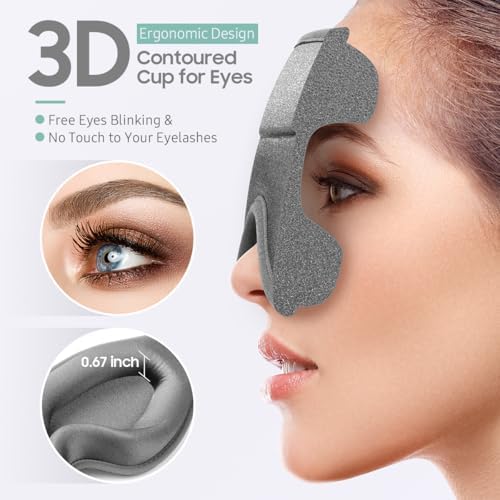 BeHoomi Sleep Mask, Premium Eye Mask for Sleeping, Completely Blackout, Superior Soft Comfort, Upgraded 3D Ergonomic Designed Sleeping Mask for Home, Office, Travel, Meditation, Yoga, Grey - Image 4