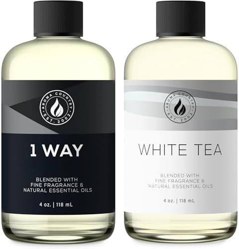 Aroma Country 2-Pack - One Each: White Tea (4 Fl Oz) + 1 Way Miami (4 Fl Oz) Diffuser Oil - Fragrance Oil for Diffuser Refill & Room Spray - Premium Aromatherapy Oils & Home Scent by AromaCountry