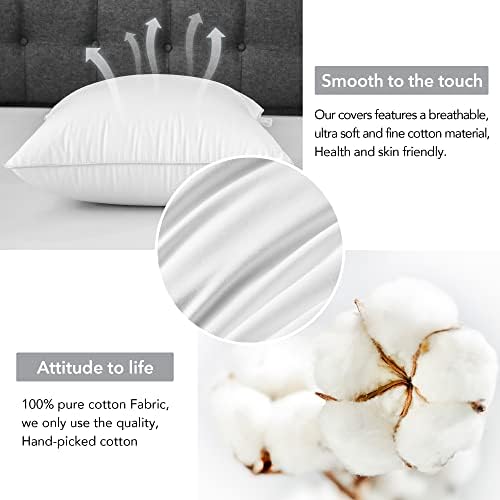 FAVRIQ 18 x 18 Pillow Inserts (Set of 2) - 18 Inch Square Interior Sofa Throw Pillow with 100% Cotton Cover - Decorative Pillow Insert Pair - White Couch Pillow - Image 5