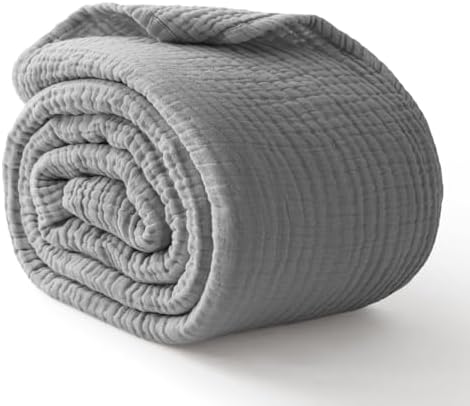 100% Cotton Muslin Blanket 40" x 40", Breathable and Lightweight Cotton Throw Blankets, Soft Cooling Summer Gauze Blanket for All Season, Grey by Kozyhvn