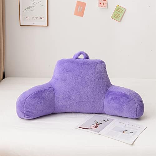 Aimuan Reading Pillow Bed Rest Pillow with Arms Rabbit Fur Cushion for Adults Teens Incline Rest Sitting up & Sleeping Snoring Pillow with Pregnancy Lumbar Back Support (Purple) by AIMUAN
