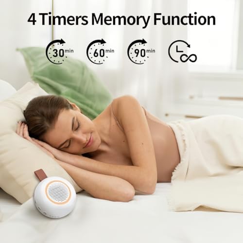 Sound Machine Noise Machine with 30 Soothing Sounds 12 Night Lights 4 Timers Memory Function 32 Level Volumes Rechargeable Battery for Sleeping Working Relaxing for Baby Adults Kids White - Image 4