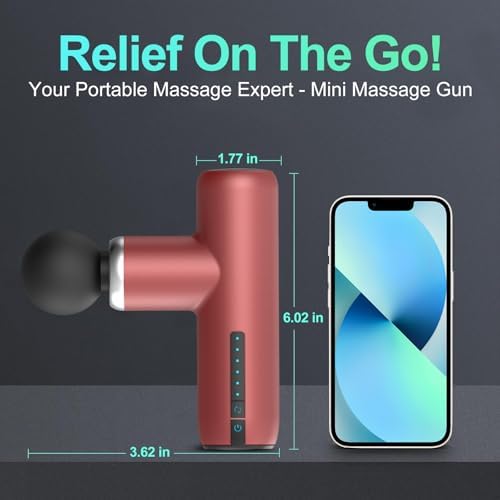 Mini Massage Gun Pocket-Sized Massage Gun Deep Tissue Quiet, Portable Percussion Muscle Travel Massager Gun,Back/Neck Massager for Pain Relief Deep Tissue (Red) - Image 2