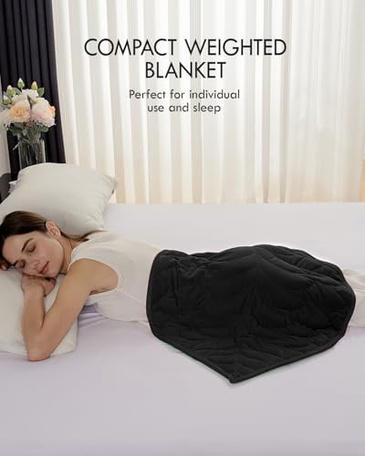 Kaisa Weighted Lap Blanket for Adults, 5 lbs, 23"x29", Leaf Pattern, Black - Image 2