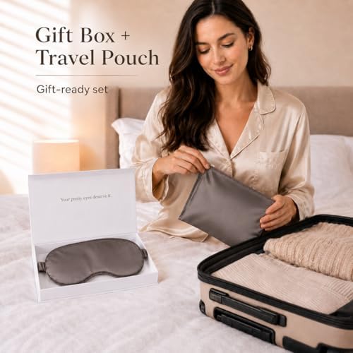 Silk Sleep Mask Light Blocking Luxury 100% Mulberry 19mm Silk Eye Mask Eye Cover Blindfold Ultra Soft Light & Comfy Anti Aging Skin Care with Travel Bag Gift Package - Image 5