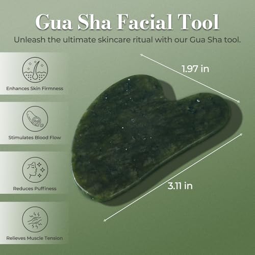 Gua Sha Facial Tools - Natural Jade Stone Guasha Tool for Face & Body,Massage Stick for Jawline Sculpting, Puffiness Reducing, Skin Care Gift, Anti-Aging Beauty Tool - Image 2