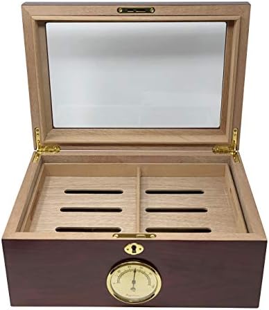 Prestige Import Group - Berkeley Glass Top Humidor - Capacity: Up to 100 - Color: Cherry - Image 3
