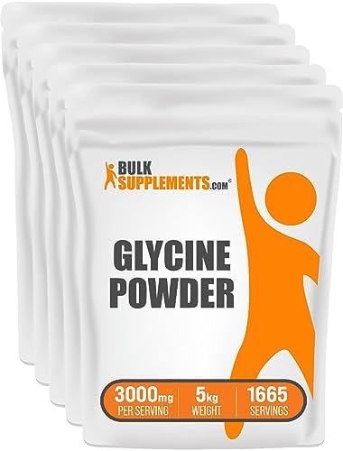 BulkSupplements.com Glycine Powder - Amino Acids Supplement for Liver & Immune Support - Unflavored, Gluten Free - 1000mg per Serving, Pack of 5 (5 Kilograms - 11 lbs) by BULKSUPPLEMENTSCOM