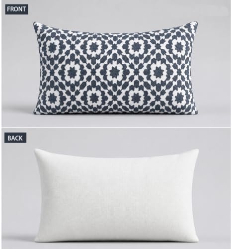 2PCS Pack Aitliving Decorative Throw Pillow Covers Muted Slate Blue Trellis Embroidery Dark Blue Mina Lumbar Pillowcases Cushion Covers Navy Blue Lumbar Pillow Sham 30x50cm for Outdoor Accent Pillows - Image 3