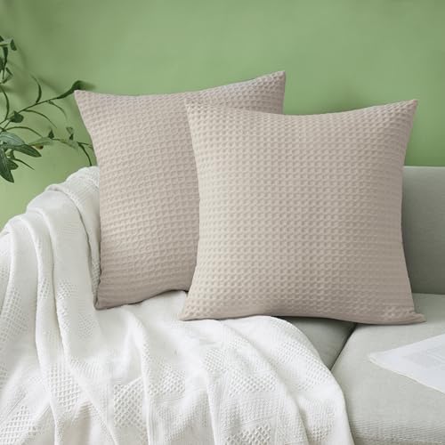 100% Egyptian Cotton 600 TC Waffle Weave Throw Pillow Covers 2 Pack - Image 3